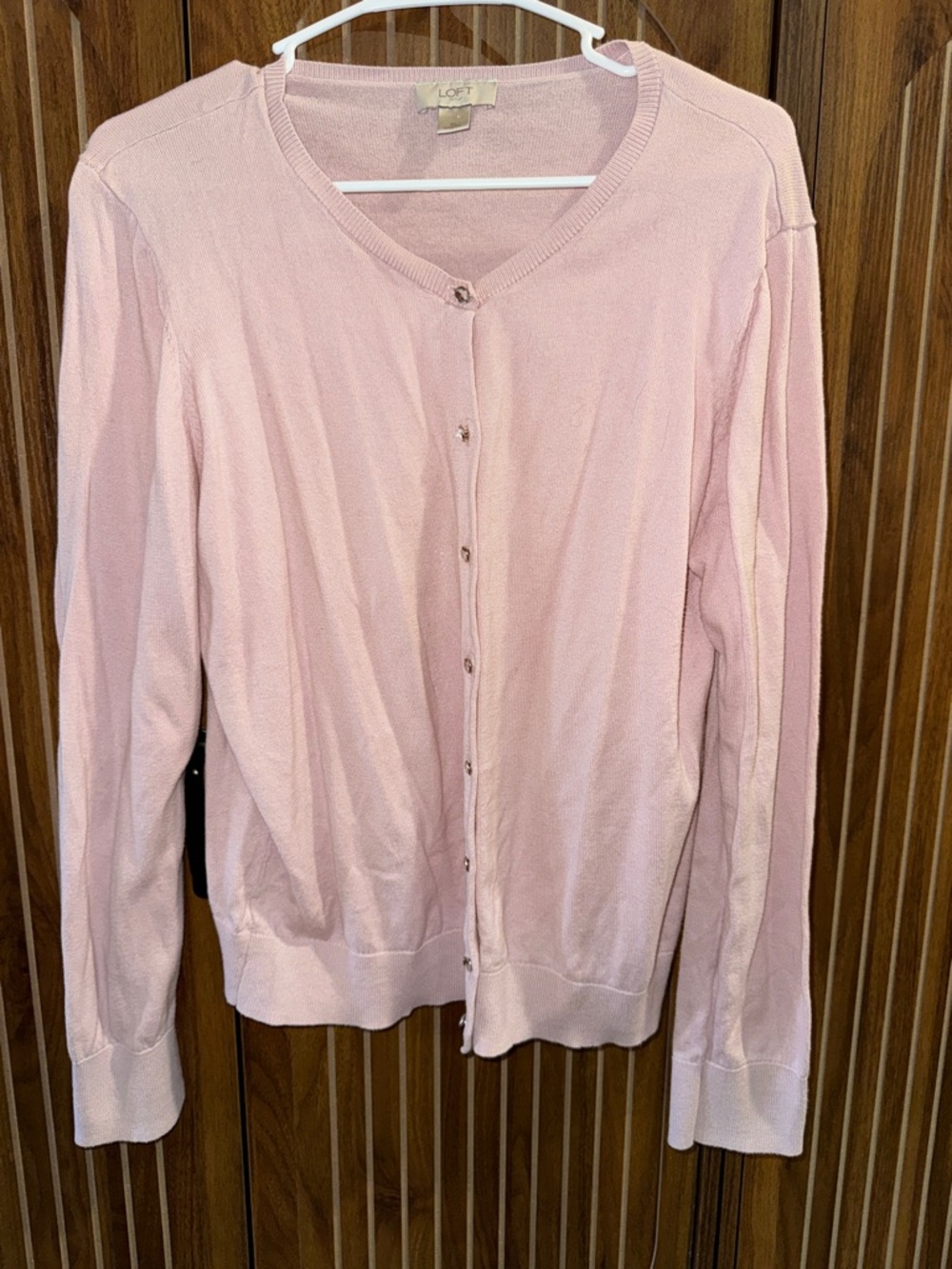 LOFT Light Pink V-Neck Button Cardigan
